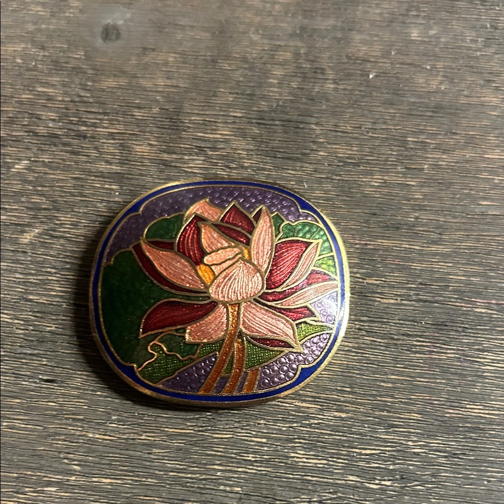 Floral Enamel Cloisonné Scarf Clip Lotus